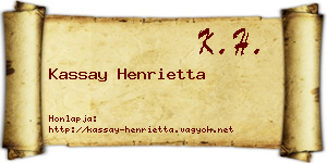 Kassay Henrietta névjegykártya